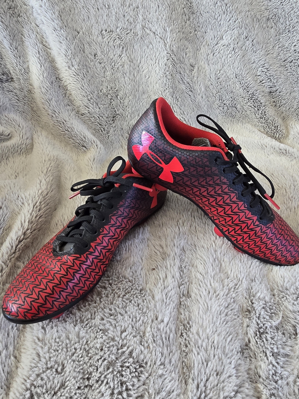 Under Armour Red and Black Kids Soccer Cleats